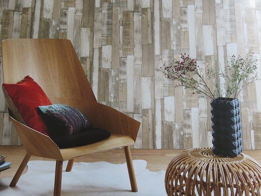 Barncroft Room Designs distressed wood wall paper