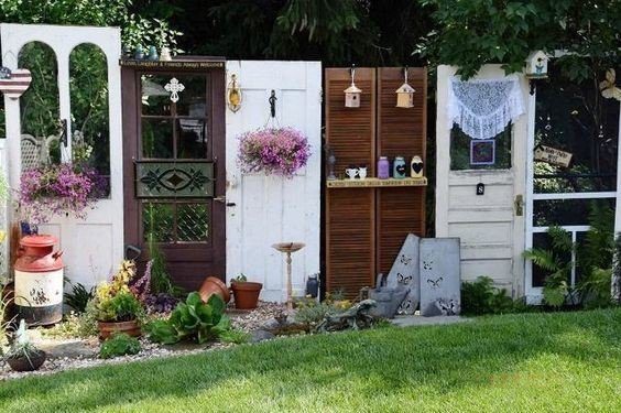 Recycled garden door display