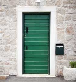 Green front door