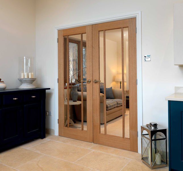 Oak glazed internal double doors