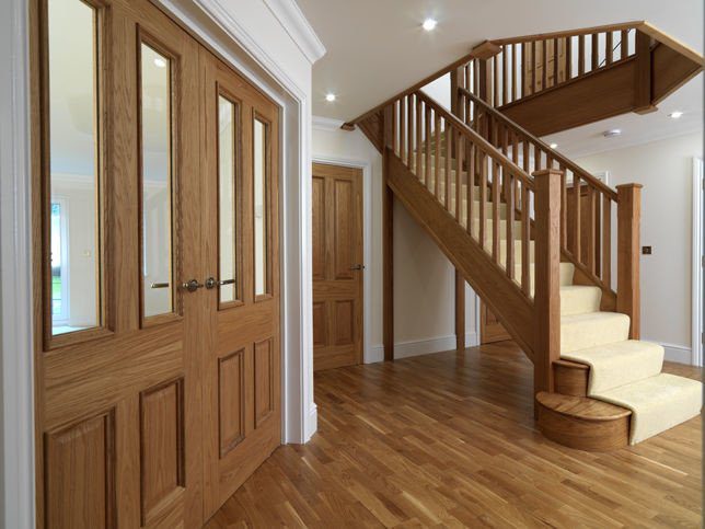 Classic oak glazed internal double doors