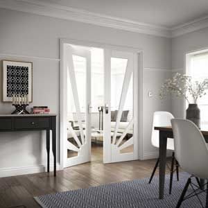 Retro white interior sunshine door
