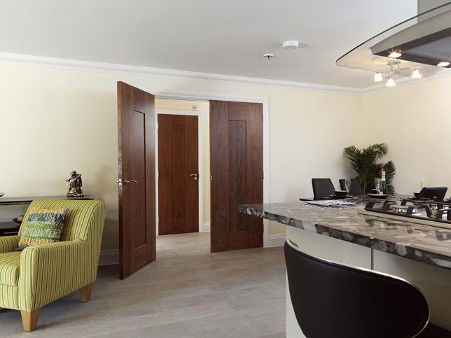 Stylish walnut internal double doors