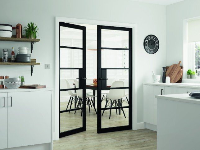 Metro Black Glazed Door Pair