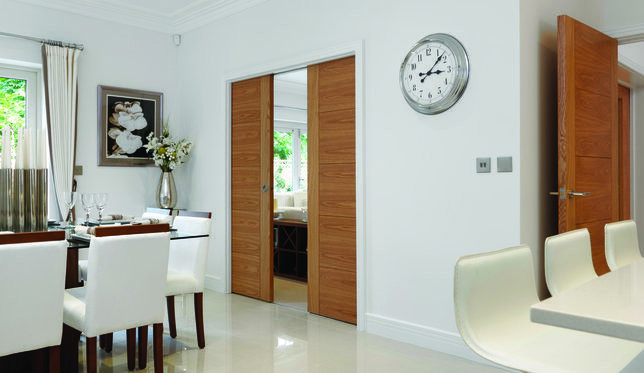 Oak pocket doors