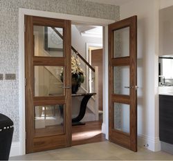 Walnut glazed internal door