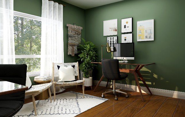 Office in sage green