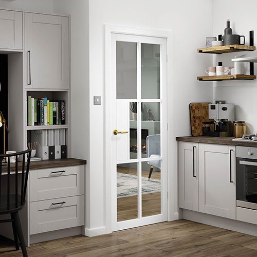 Civic White Clear Glass Industrial Style Internal Door - JB Kind