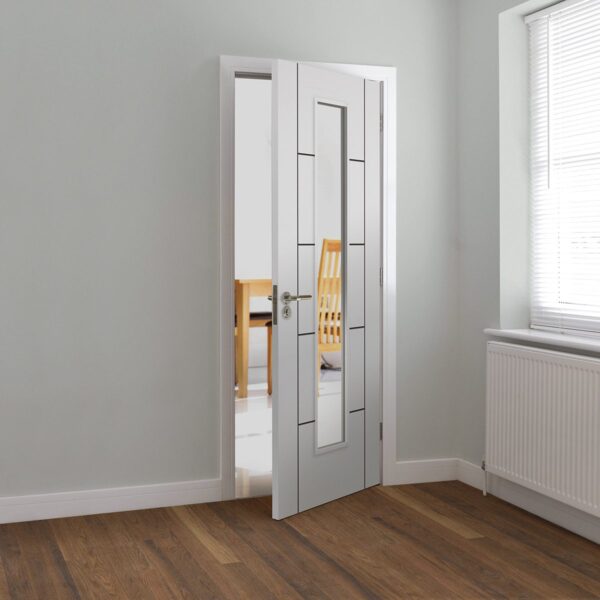 Linea Painted White Glass Internal Door