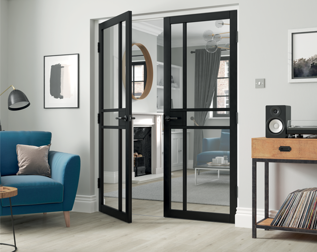 City Black Clear Glazed doors