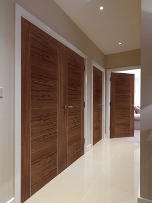 Contemporary walnut internal doors