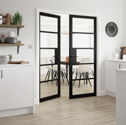 Metro Black Clear Glazed Doors